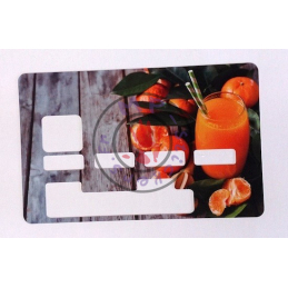 Sticker de personnalisation de carte bleue VISA modèle Jus d'orange (2 lignes)