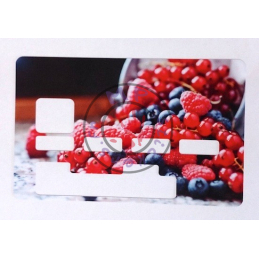 Sticker de personnalisation de carte bleue VISA modèle Fruits rouges (1 ligne)