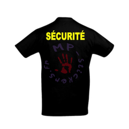 T-Shirt mixte noir avec inscription "SECURITE" en jaune dans le dos