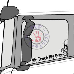 Stickers de vitres My Truck My Drug 555x85mm (la paire) Version demi logo 300x125mm