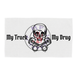 Serviette microfibre blanche My Truck My Drug marquage noir