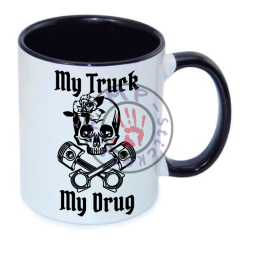 Mug My Truck My Drug 330ml anse et intérieur NOIR Version femme céramique top qualité