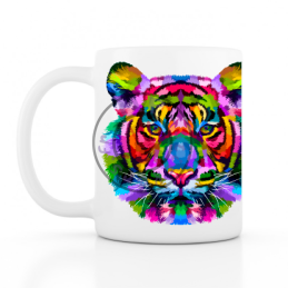 Tigre coloré Mug 330ml (11oz) blanc céramique top qualité 1 coté 