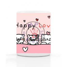 Chat Happy Love Mug 330ml (11oz) blanc céramique top qualité panoramique